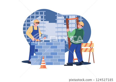 Construction workers building a house Construction workers building a house 124527185