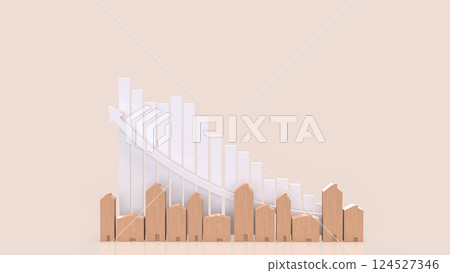 The House wood and chart for property or real estate concept 3d Rendering. The House wood and chart for property or real estate concept 3d Rendering. 124527346