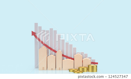 The House wood and chart for property or real estate concept 3d Rendering. The House wood and chart for property or real estate concept 3d Rendering. 124527347