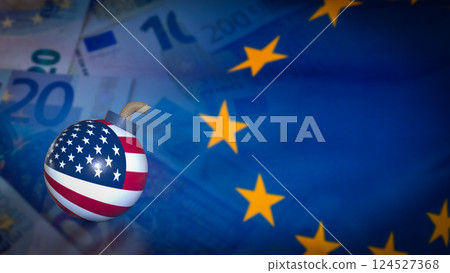 The USA Bomb On EU Background for Business concept 3d Rendering. The USA Bomb On EU Background for Business concept 3d Rendering. 124527368
