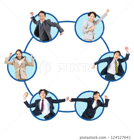 A network diagram of business people of all ages using real-life icons A network diagram of business people of all ages using real-life icons 124527641