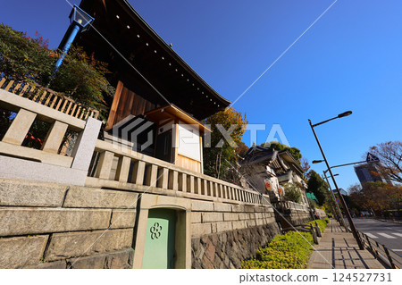 Stone Torii Gate Entrance to Traditional Japanese Temple, Tokyo Dec 10 2024 124527731