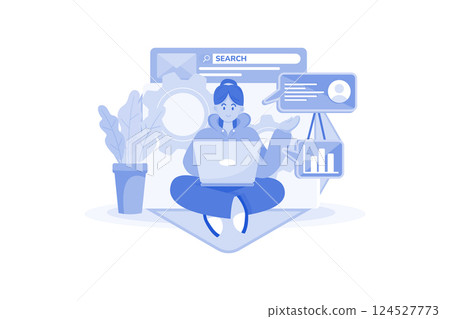 Email marketer optimizing emails for search engines. 124527773