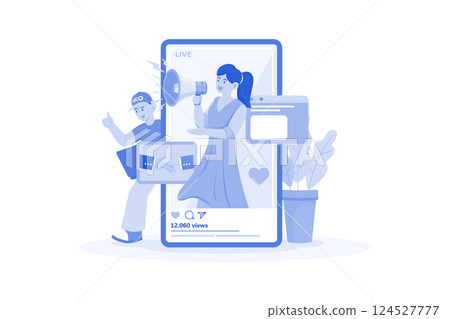 Influencer marketer collaborating for SEO boost. Influencer marketer collaborating for SEO boost. 124527777