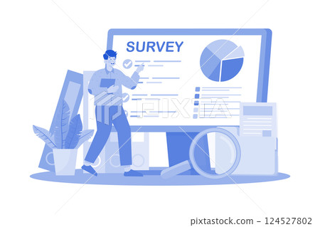 Researchers collect data via online surveys. 124527802