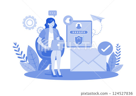 Users sign up for email service for online communication. Users sign up for email service for online communication. 124527836