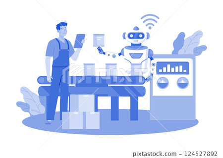 AI-powered robots automate manufacturing processes. AI-powered robots automate manufacturing processes. 124527892