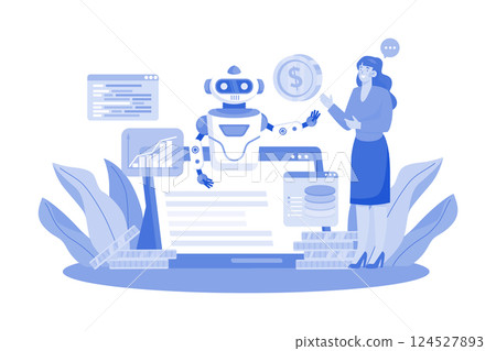 AI predicts market trends and optimizes investments. AI predicts market trends and optimizes investments. 124527893