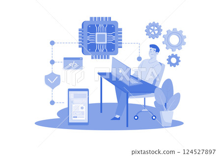 Researchers develop advanced AI algorithms. Researchers develop advanced AI algorithms. 124527897
