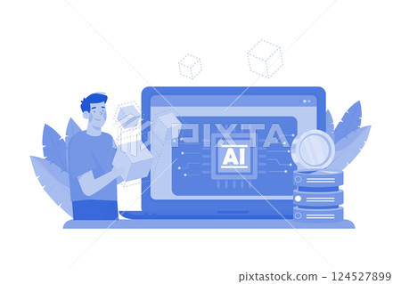 Machine learning analyzes big data for insights. Machine learning analyzes big data for insights. 124527899