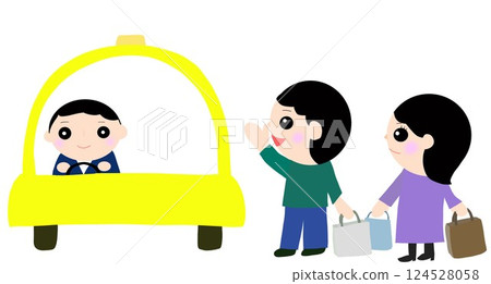 Men and women catching a taxi 124528058