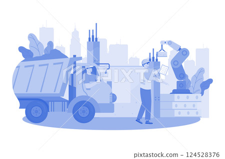 A family hikes in the mountains in the morning. A family hikes in the mountains in the morning. 124528376