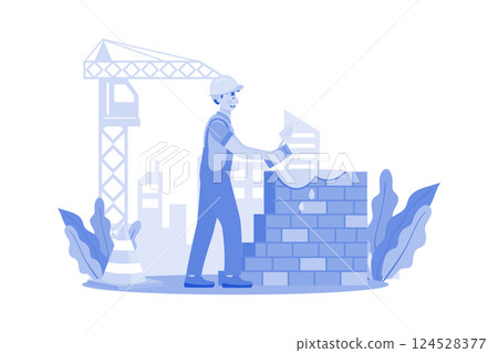 A family hikes in the mountains in the morning. 124528377