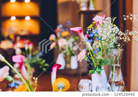 Wedding reception table flowers Wedding reception table flowers 124528448
