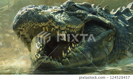 Crocodiles in the Blue Pond 124528457