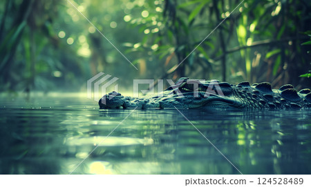 Crocodiles in the Blue Pond 124528489