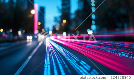 abstract blurred of traffic lights 124528540