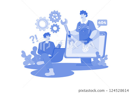 Help desk analyst provides technical assistance to customers. Help desk analyst provides technical assistance to customers. 124528614