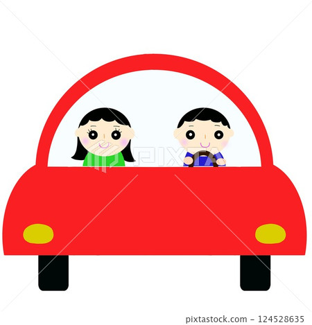Man driving a car: Right-hand drive Man driving a car: Right-hand drive 124528635