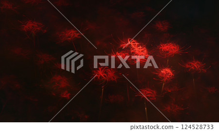 群集孤挺花漂浮在黑暗中 124528733