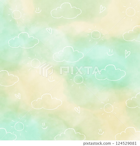 green color background with clouds 124529081