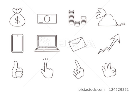 Hand drawn illustration material set 124529251