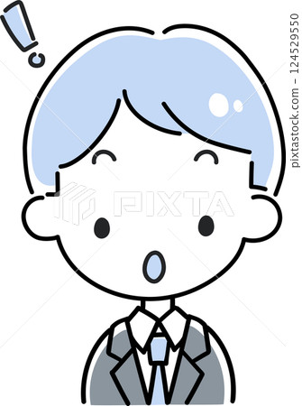 一個男人穿著驚訝的西裝的插圖 124529550