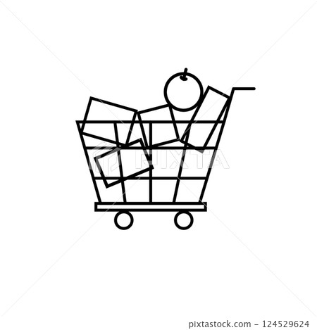 裝載著行李的購物車的簡單圖示 裝載著行李的購物車的簡單圖示 124529624