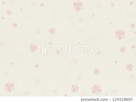 Traditional Japanese paper with spring cherry blossoms 124529697