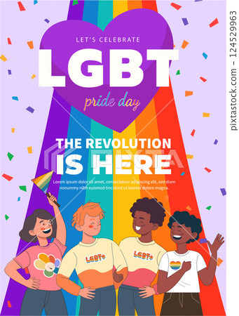 Celebrating LGBT Pride Day with Joyful Colors, vector illustration 124529963