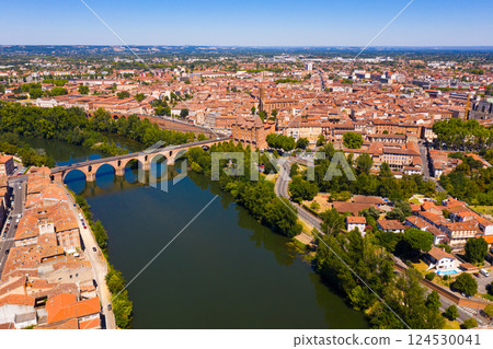Aerial view of Montauban town, France 124530041