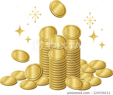 金錢、經濟、金融、商業、積分、硬幣、積分活動、插畫素材 124530212