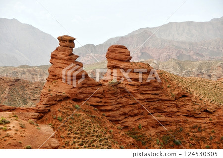 Photo of Danxia Landform in Gansu Province, China Photo of Danxia Landform in Gansu Province, China 124530305
