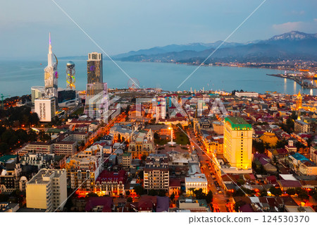 Aerial evening view of Georgian town Batumi 124530370