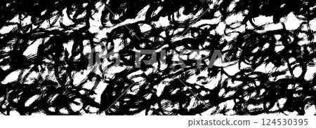 Black brush stroke scribbled texture. Hand drawn distressed grunge background for design template, banner, poster. Ink or paint doodled stroke wallpaper. Textured overlay pen scrawl backdrop. Vector Black brush stroke scribbled texture. Hand drawn distressed grunge background for design template, banner, poster. Ink or paint doodled stroke wallpaper. Textured overlay pen scrawl backdrop. Vector 124530395