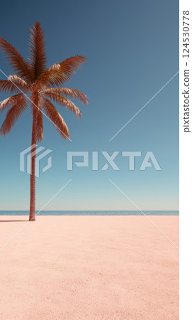 lone palm tree stands on serene desert oasis under clear blue sky lone palm tree stands on serene desert oasis under clear blue sky 124530778
