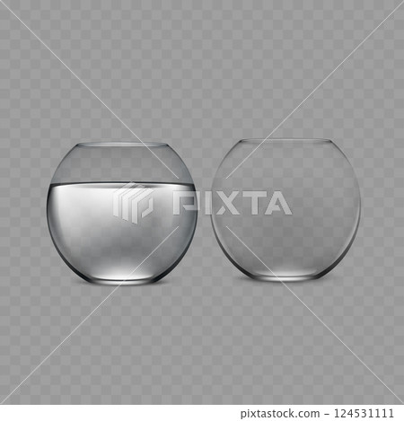Glass Fishbowl with Water and Empty Bowl. Vector Illustration Glass Fishbowl with Water and Empty Bowl. Vector Illustration 124531111