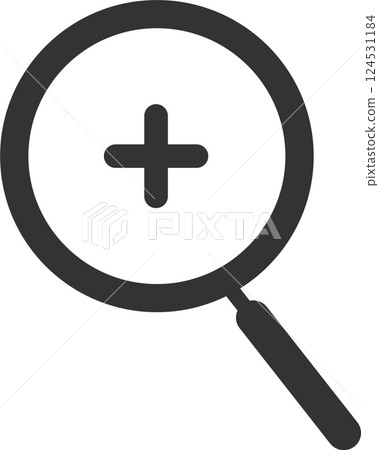 Simple magnifying glass monochrome line drawing illustration icon 124531184
