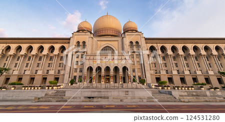 Majestic Palace of Justice in Putrajaya, Malaysia showcasing architectural beauty and distinctive domes Majestic Palace of Justice in Putrajaya, Malaysia showcasing architectural beauty and distinctive domes 124531280