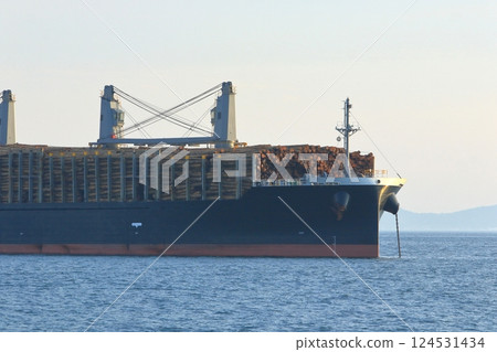 A timber ship anchored in the Seto Inland Sea A timber ship anchored in the Seto Inland Sea 124531434