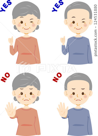 Senior men and women showing thumbs up 124531880