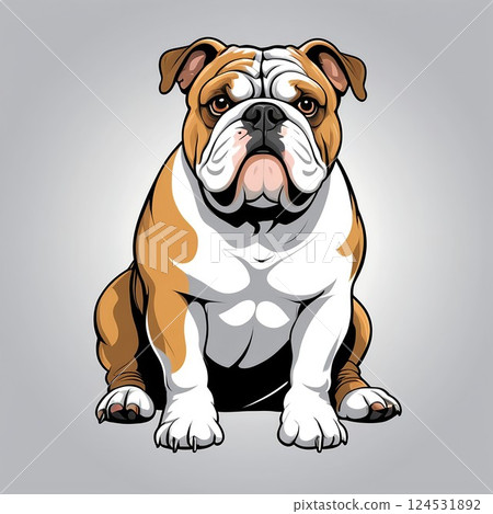 A cute sitting bulldog 124531892
