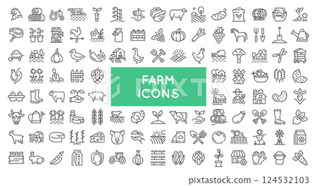 Farm And Animals Icons Set 124532103