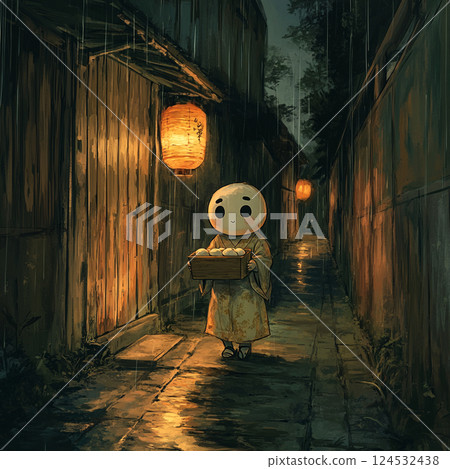 雨中的茶館區和豆腐男孩 雨中的茶館區和豆腐男孩 124532438