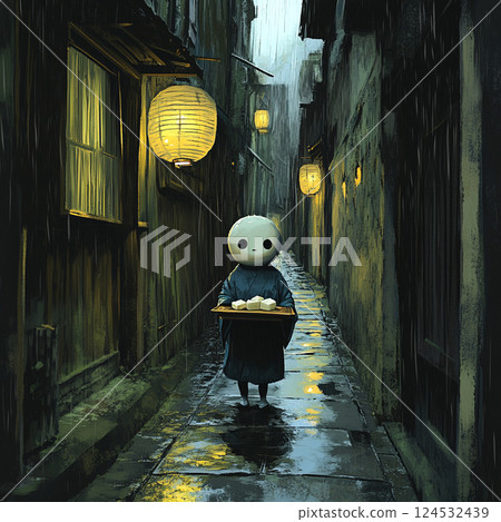 雨中的茶館區和豆腐男孩 124532439