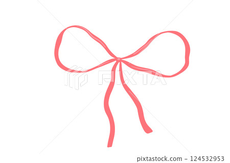 Coquette pink bow vector drawing, flat illustration isolated on white, cute ribbon Coquette pink bow vector drawing, flat illustration isolated on white, cute ribbon 124532953
