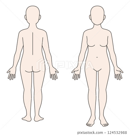 Woman's whole body, front and back 124532988