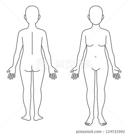Woman's whole body, front and back 124532992
