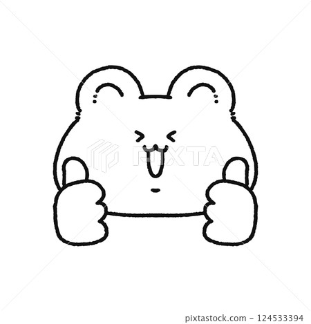 熊豎起雙拇指標誌-線條畫 124533394