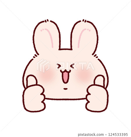 Rabbit doing double thumbs up sign 124533395